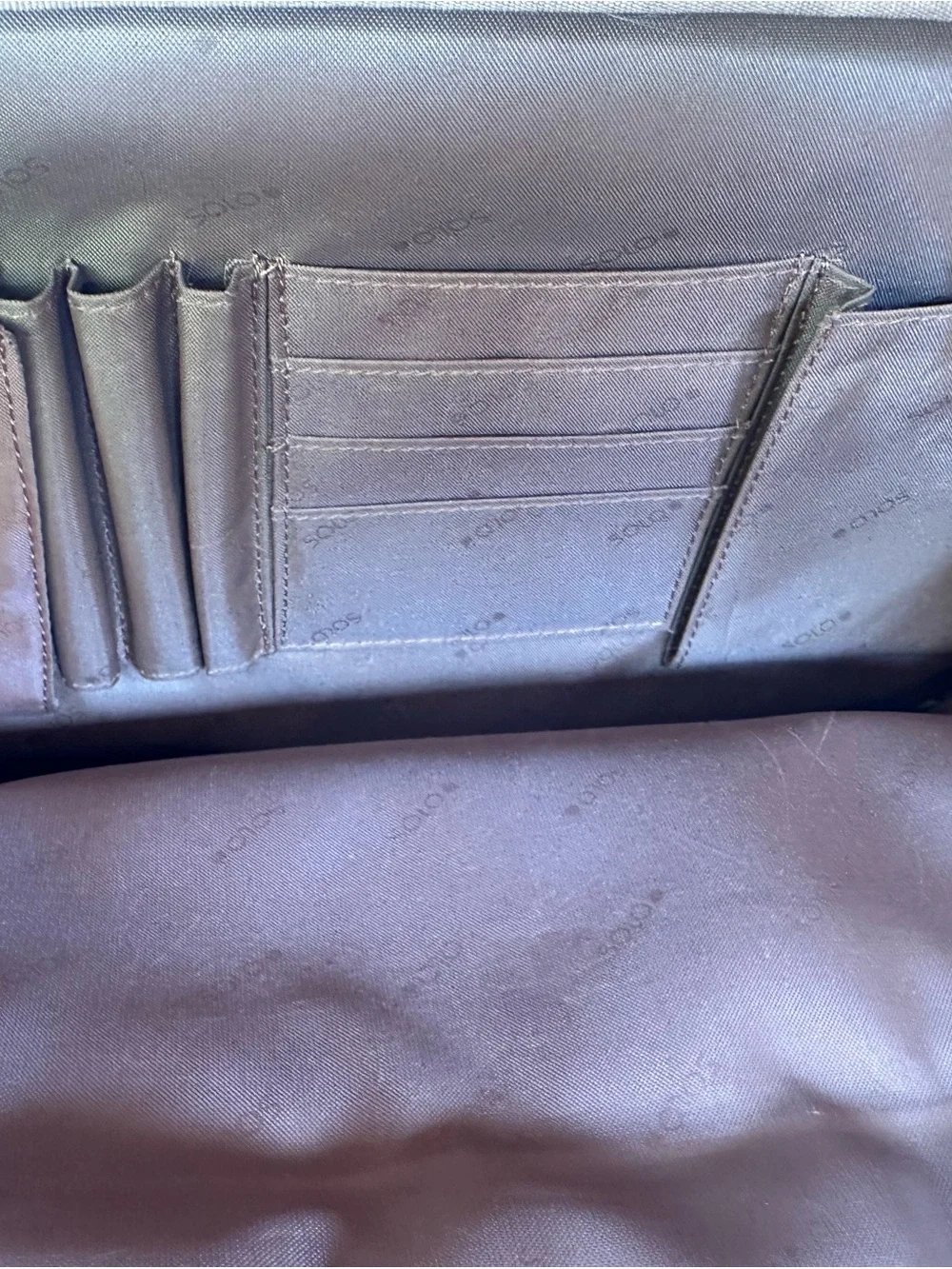 solo Tan Leather Briefcase with Front Zip Pocket